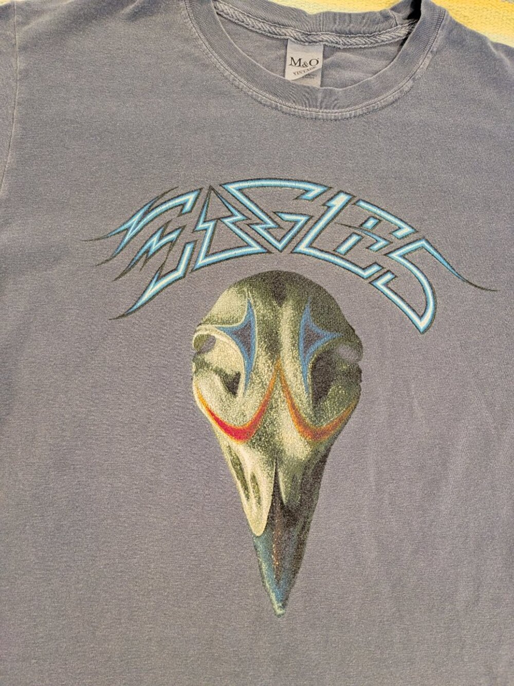 The Eagles Classic Rock Band Tee Small M&O Vintage Washed Blue Skull Graphic - Picture 2 of 5